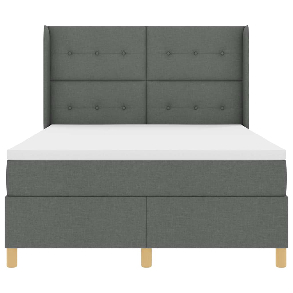 Boxspringbed met matras Donkergrijs 140 x 190 cm Stof is nu te koop bij PeponiXL, paradijselijk wonen!