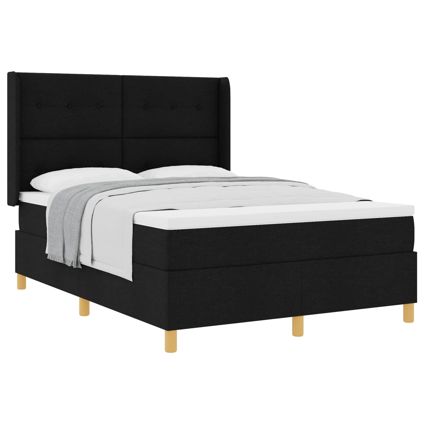Boxspringbed met matras met hoofdeinde Zwart 140 x 190 cm Stof is nu te koop bij PeponiXL, paradijselijk wonen!