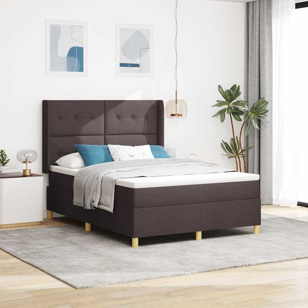 Boxspringbed met matras Donkerbruin 140 x 190 cm Stof is nu te koop bij PeponiXL, paradijselijk wonen!