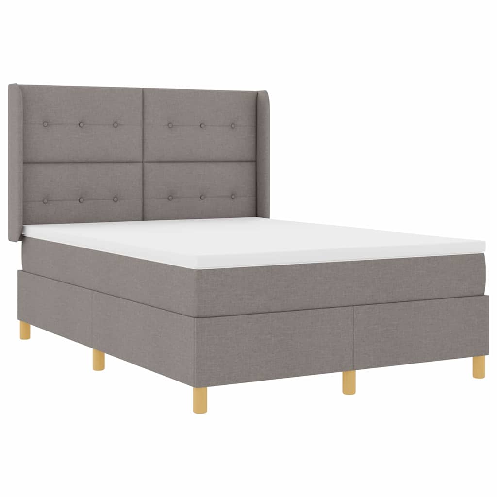 Boxspringbed met matras met hoofdeinde Taupe 140 x 190 cm Stof is nu te koop bij PeponiXL, paradijselijk wonen!