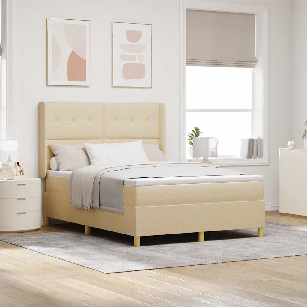 Boxspringbed met hoofdeinde Crème 140 x 190 cm Stof