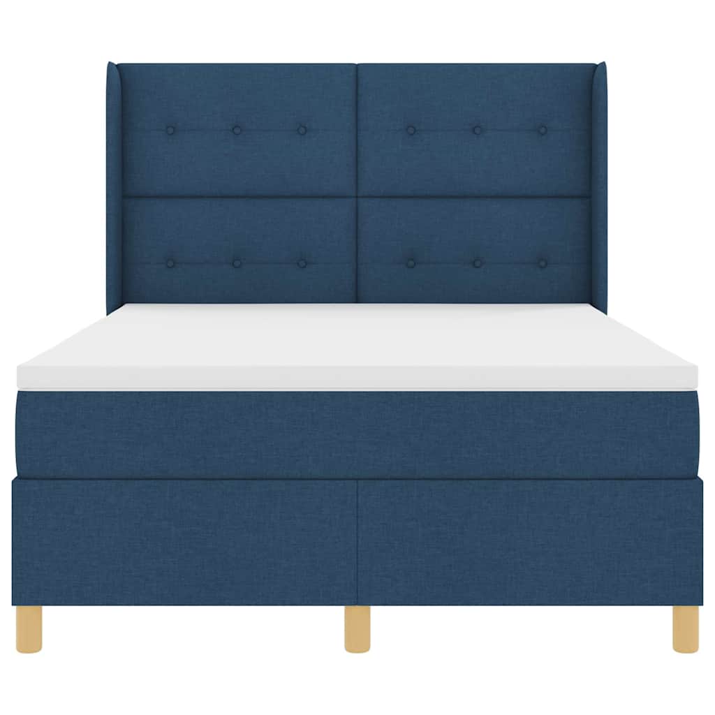 Boxspringbed met matras met hoofdeinde Blauw 140 x 190 cm Stof is nu te koop bij PeponiXL, paradijselijk wonen!