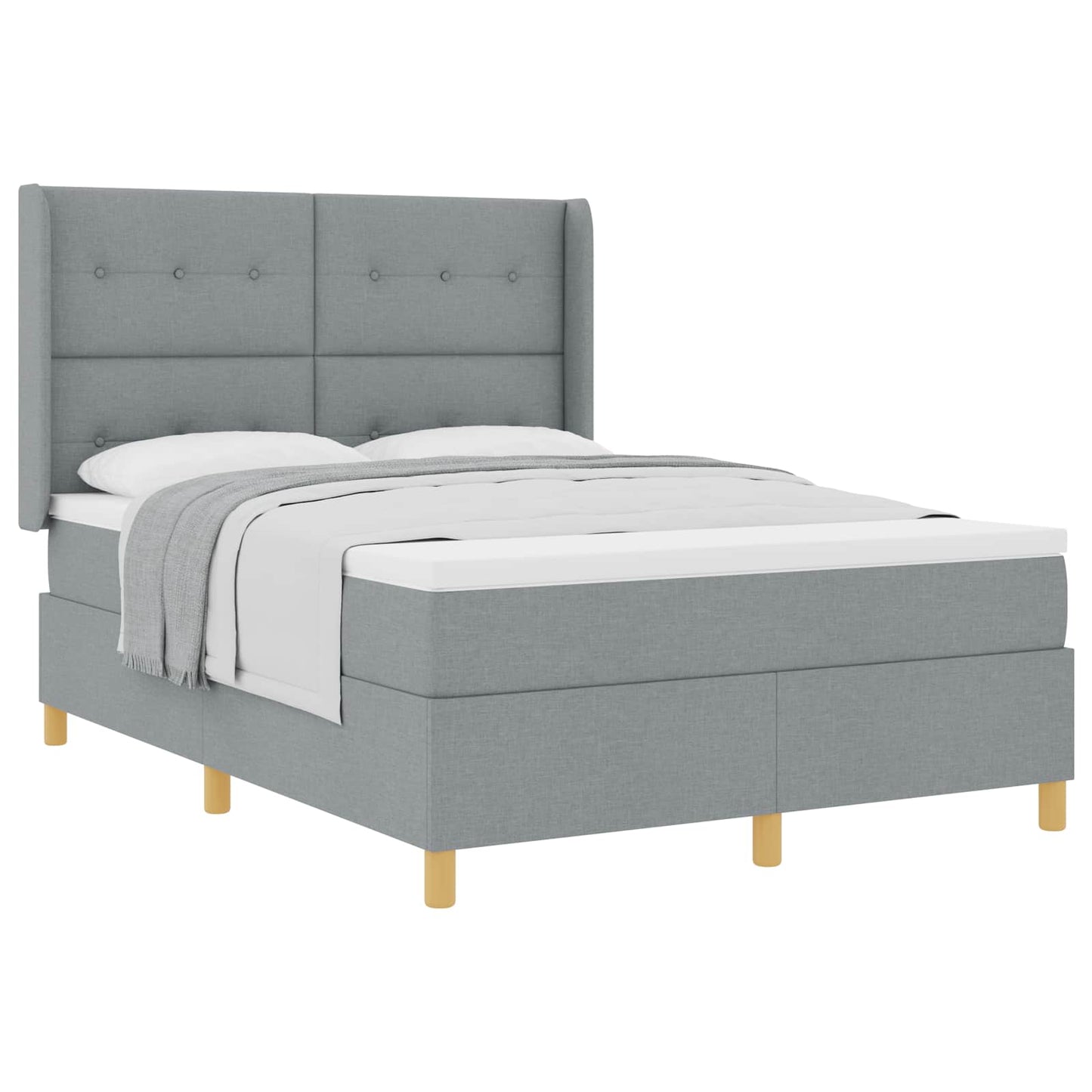 Boxspringbed met hoofdeinde Lichtgrijs 140 x 200 cm Stof is nu te koop bij PeponiXL, paradijselijk wonen!