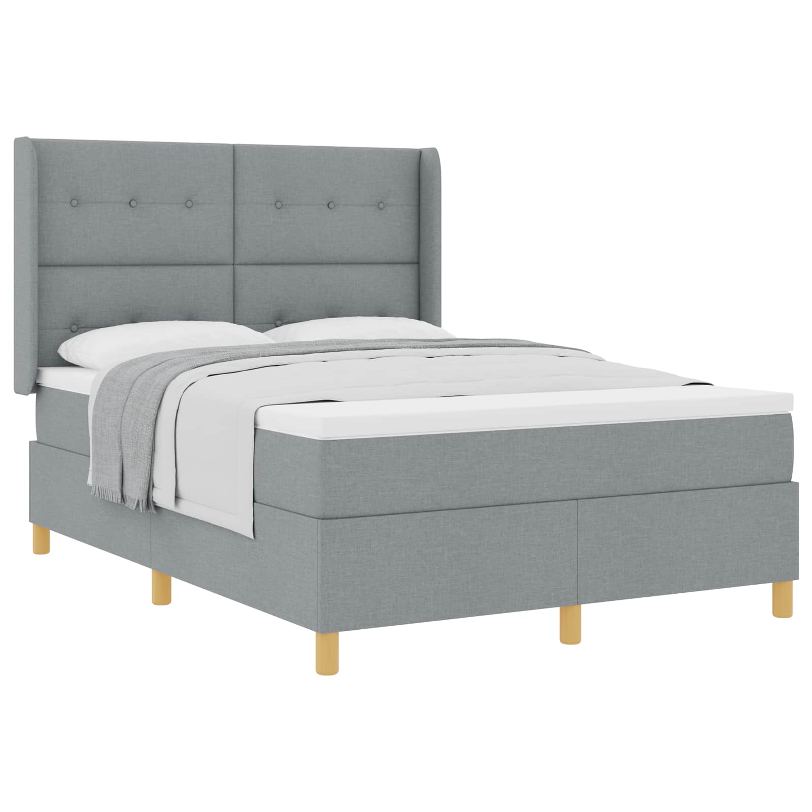 Boxspringbed met hoofdeinde Lichtgrijs 140 x 200 cm Stof is nu te koop bij PeponiXL, paradijselijk wonen!