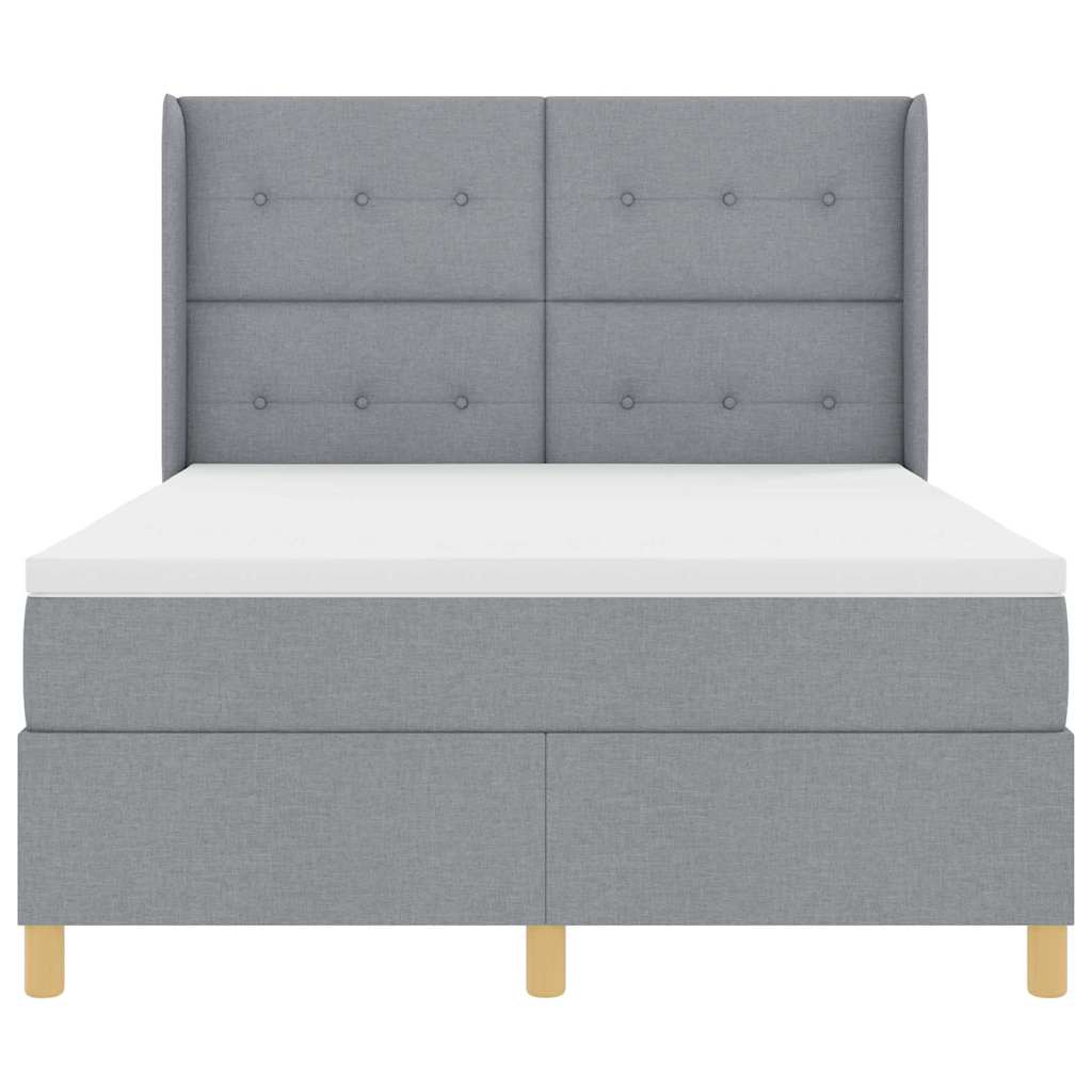 Boxspringbed met hoofdeinde Lichtgrijs 140 x 200 cm Stof is nu te koop bij PeponiXL, paradijselijk wonen!