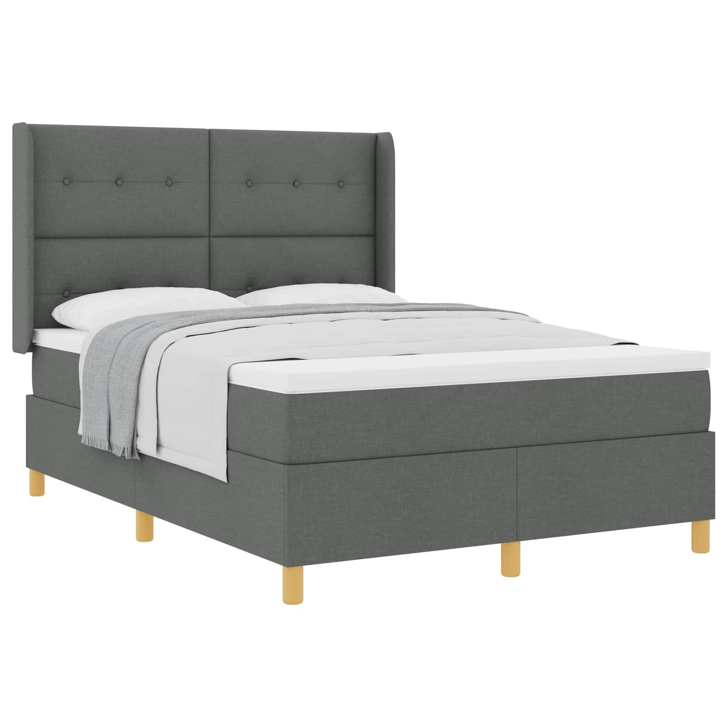 Boxspringbed met matras Donkergrijs 140 x 200 cm Stof is nu te koop bij PeponiXL, paradijselijk wonen!