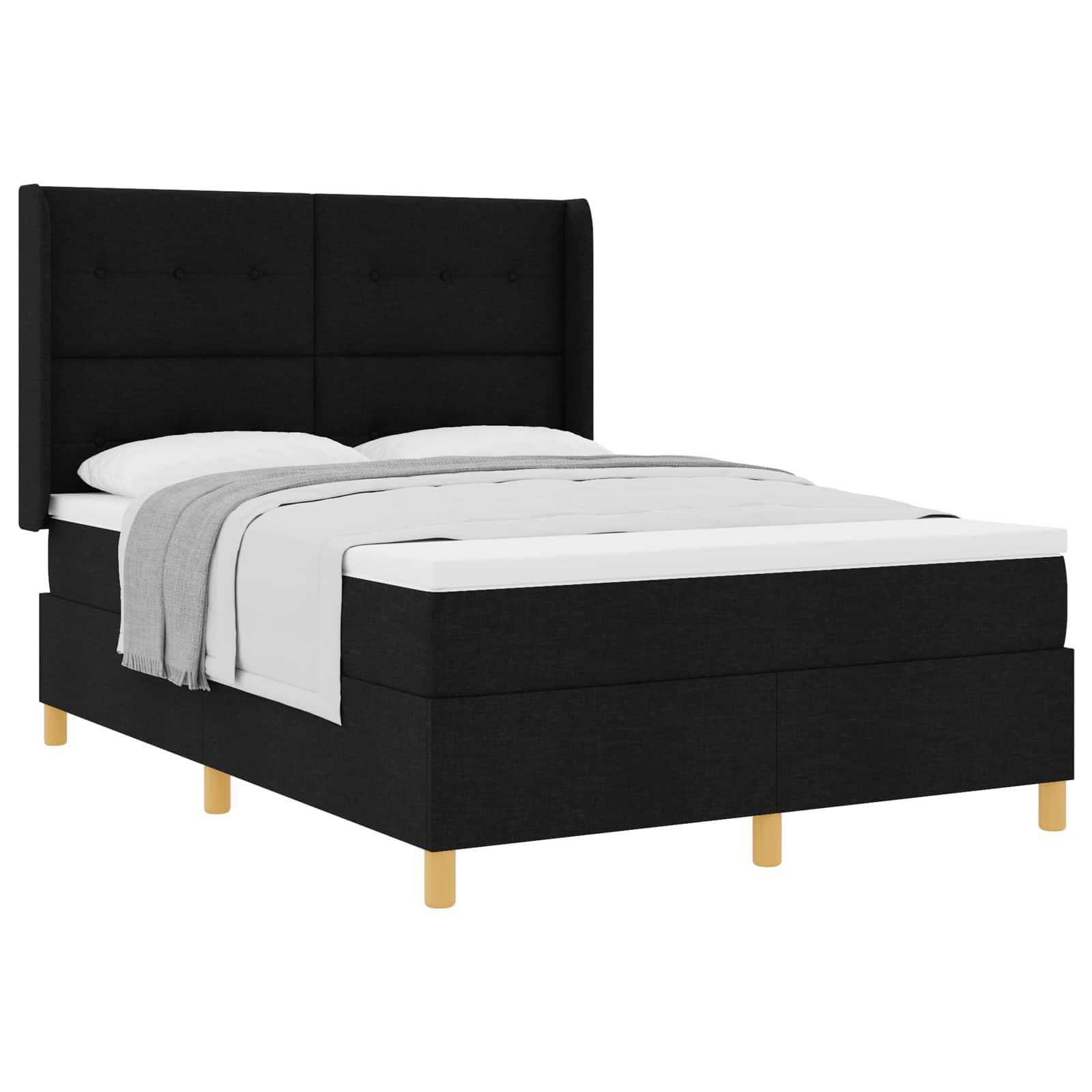 Boxspringbed met hoofdeinde Zwart 140 x 200 cm Stof is nu te koop bij PeponiXL, paradijselijk wonen!