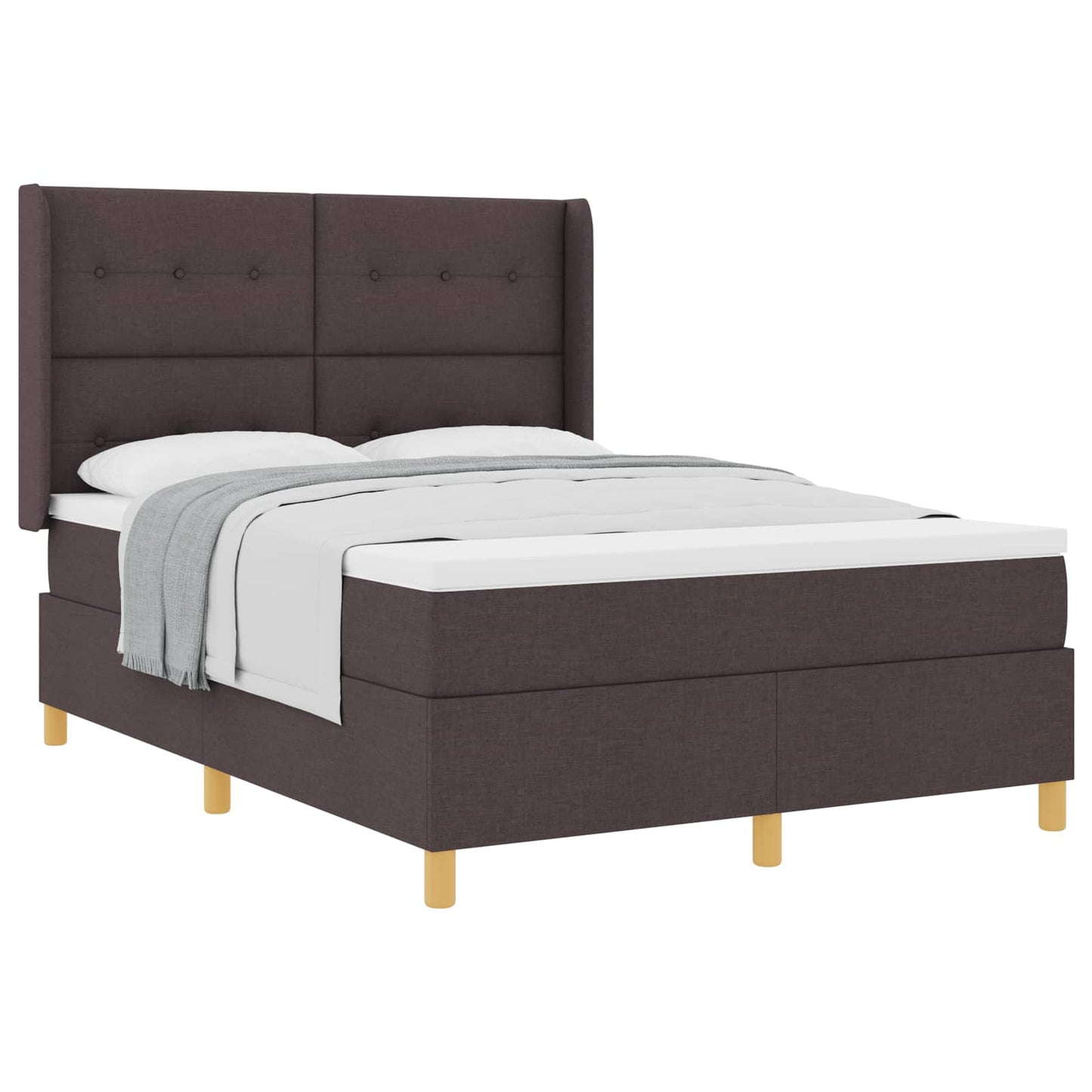 Boxspringbed met matras Donkerbruin 140 x 200 cm Stof is nu te koop bij PeponiXL, paradijselijk wonen!