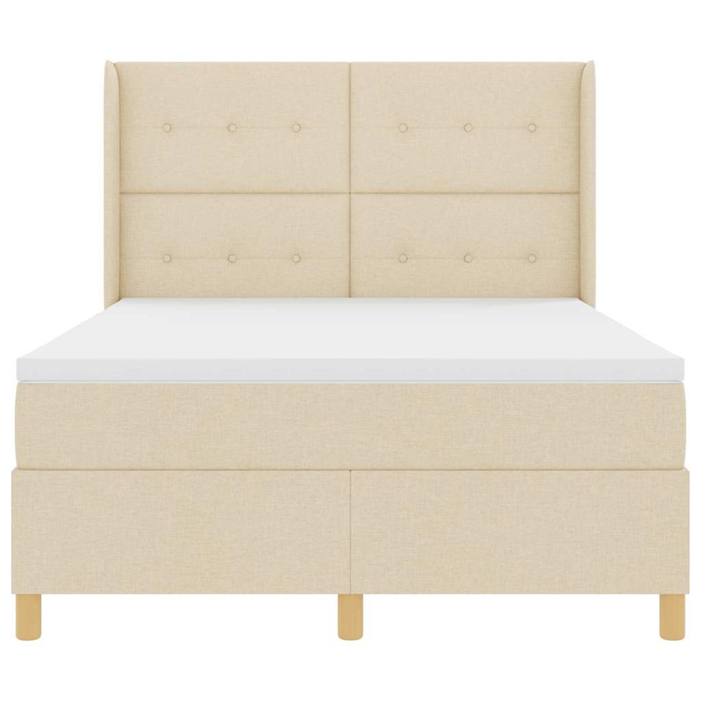 Boxspringbed met matras met hoofdeinde Crème 160 x 200 cm Stof is nu te koop bij PeponiXL, paradijselijk wonen!