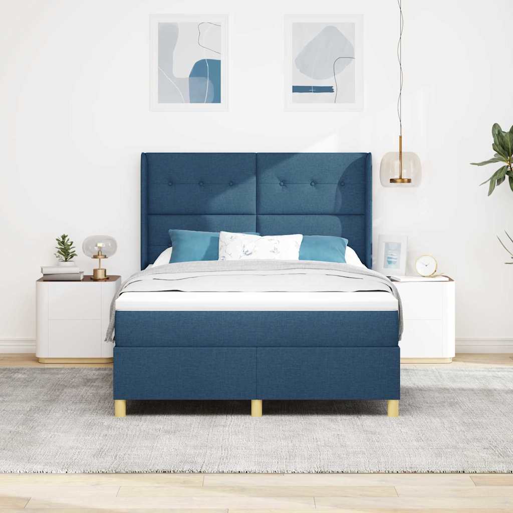 Boxspringbed met matras met hoofdeinde Blauw 160 x 200 cm Stof is nu te koop bij PeponiXL, paradijselijk wonen!
