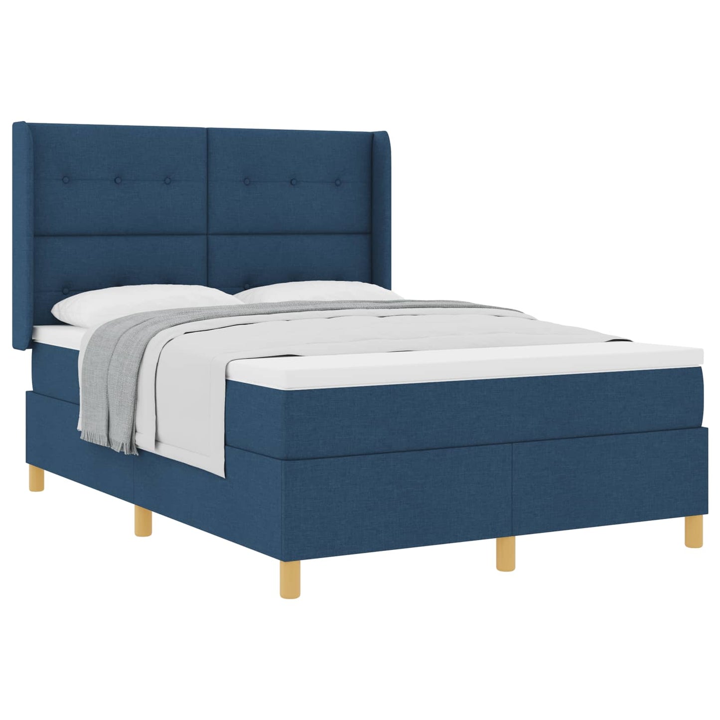 Boxspringbed met matras met hoofdeinde Blauw 160 x 200 cm Stof is nu te koop bij PeponiXL, paradijselijk wonen!