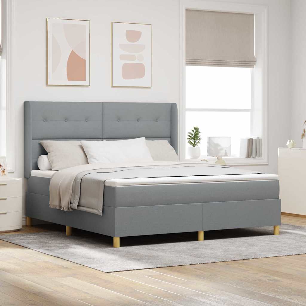 Boxspringbed met matras Lichtgrijs 180 x 200 cm Stof is nu te koop bij PeponiXL, paradijselijk wonen!
