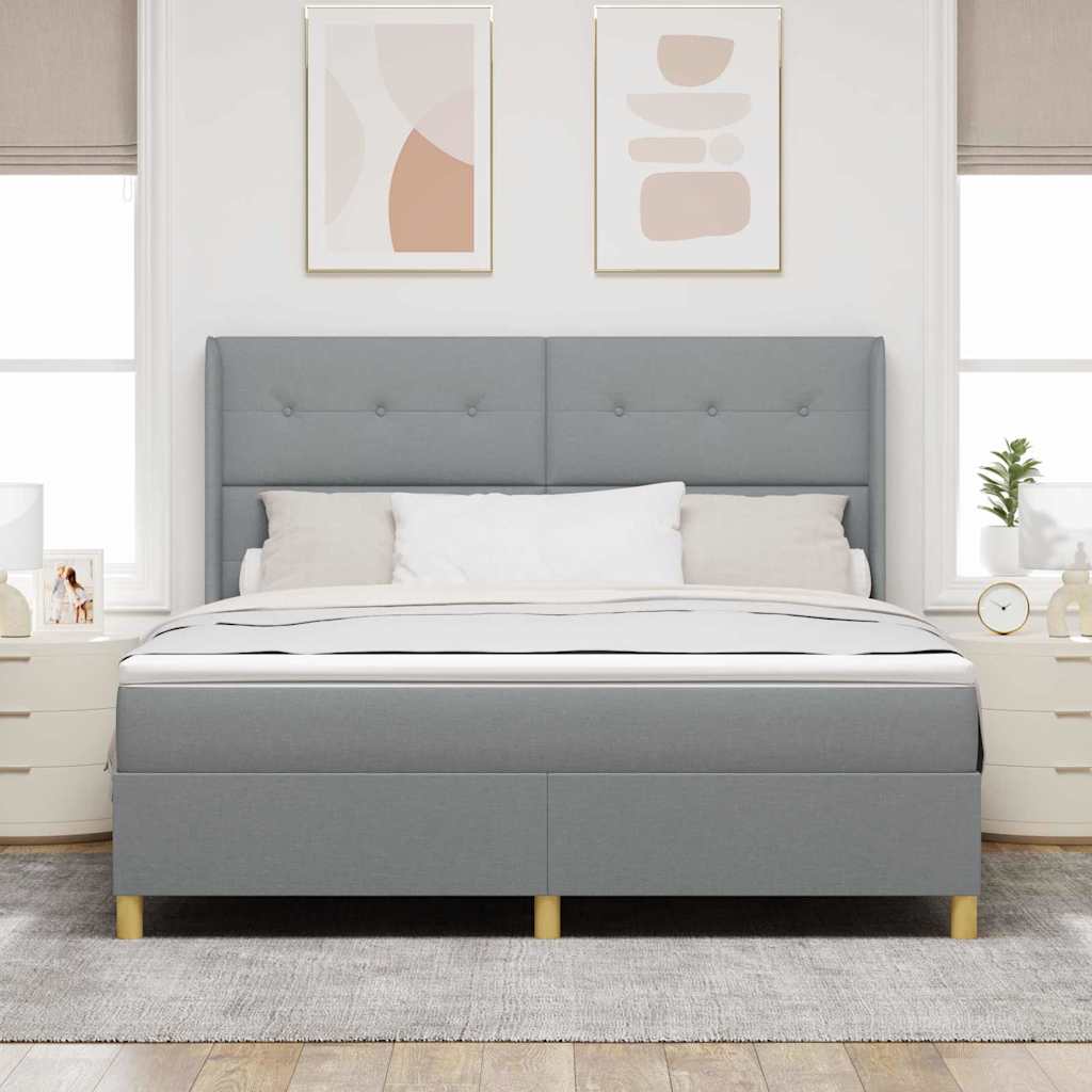 Boxspringbed met matras Lichtgrijs 180 x 200 cm Stof is nu te koop bij PeponiXL, paradijselijk wonen!