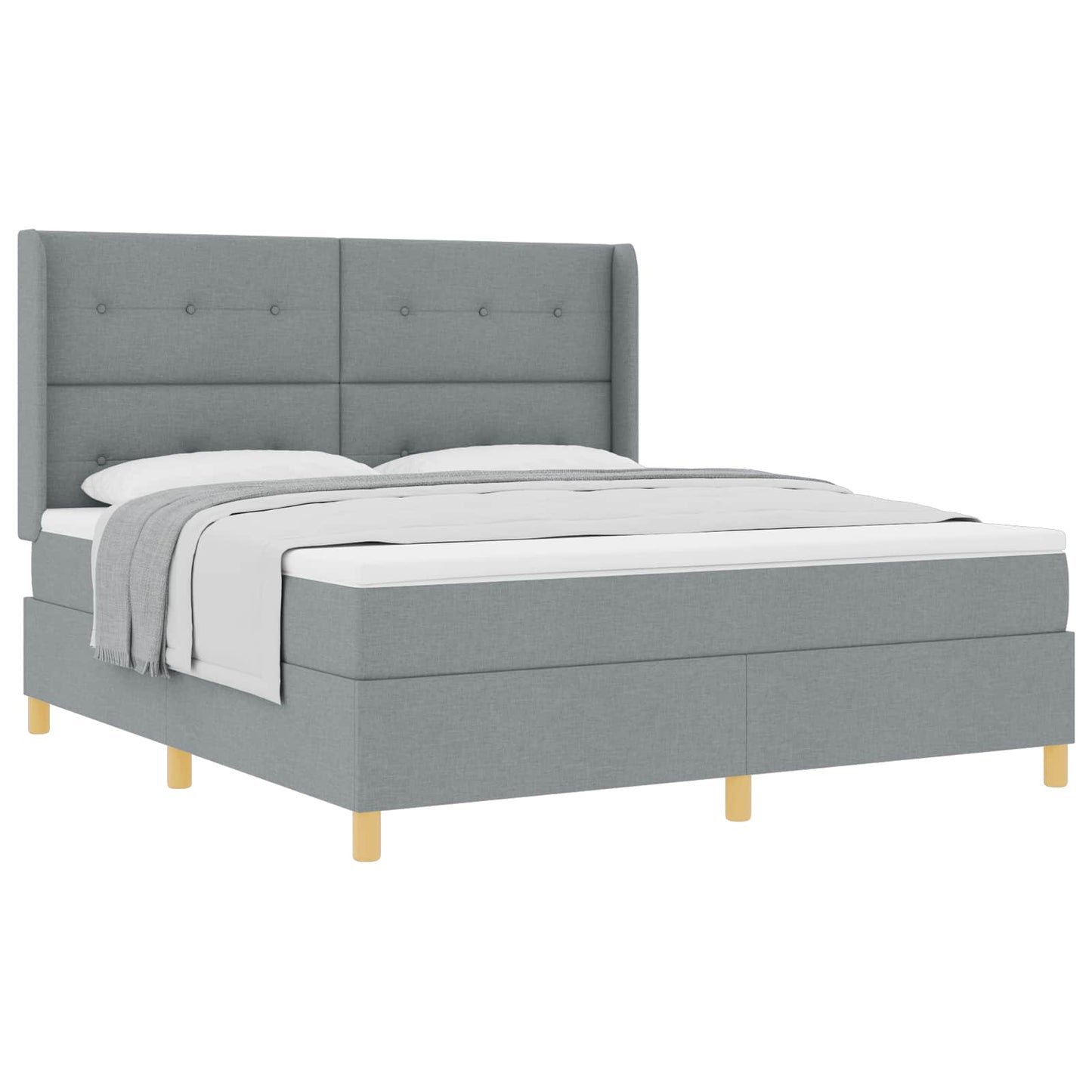Boxspringbed met matras Lichtgrijs 180 x 200 cm Stof is nu te koop bij PeponiXL, paradijselijk wonen!