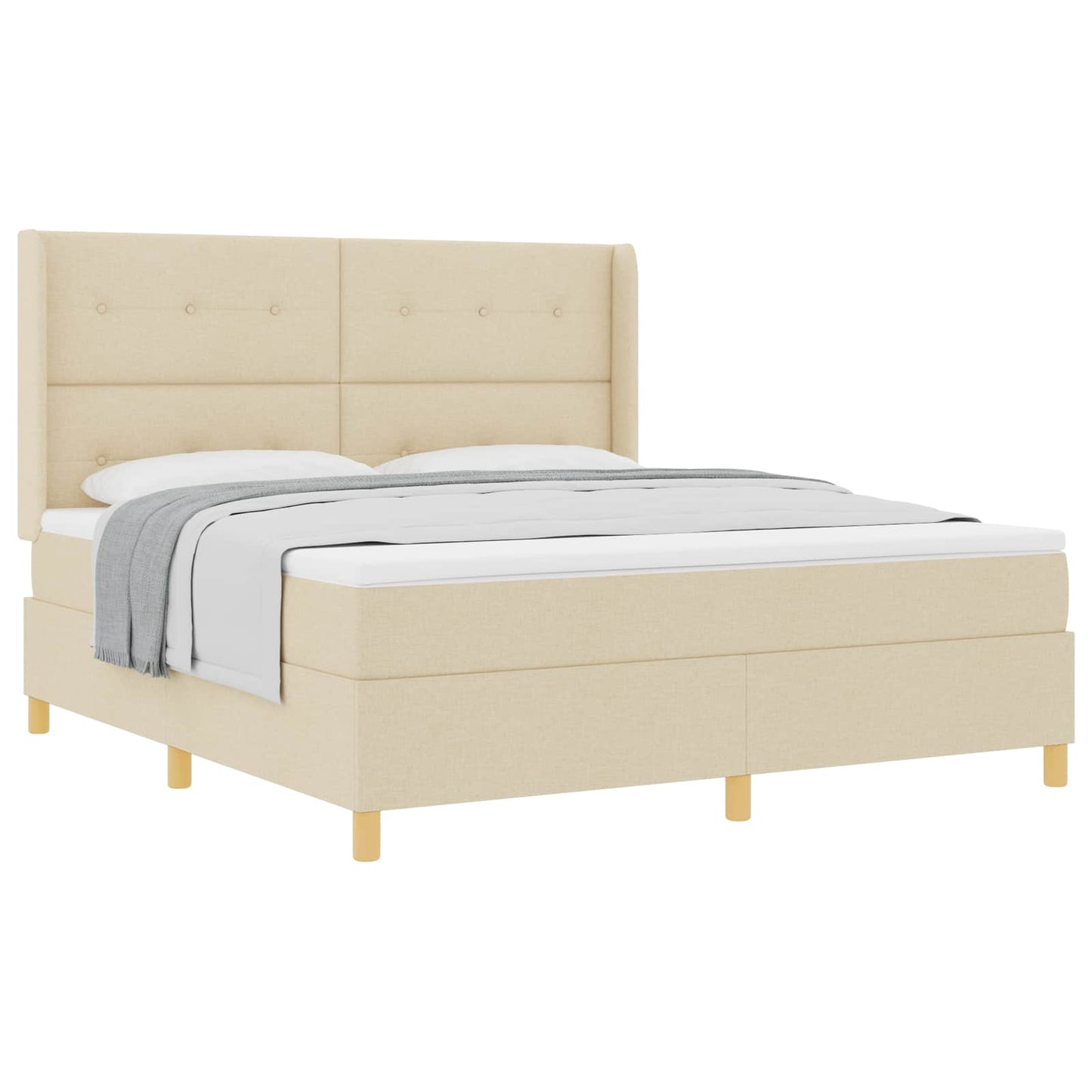 Boxspringbed met matras met hoofdeinde Crème 180 x 200 cm Stof is nu te koop bij PeponiXL, paradijselijk wonen!