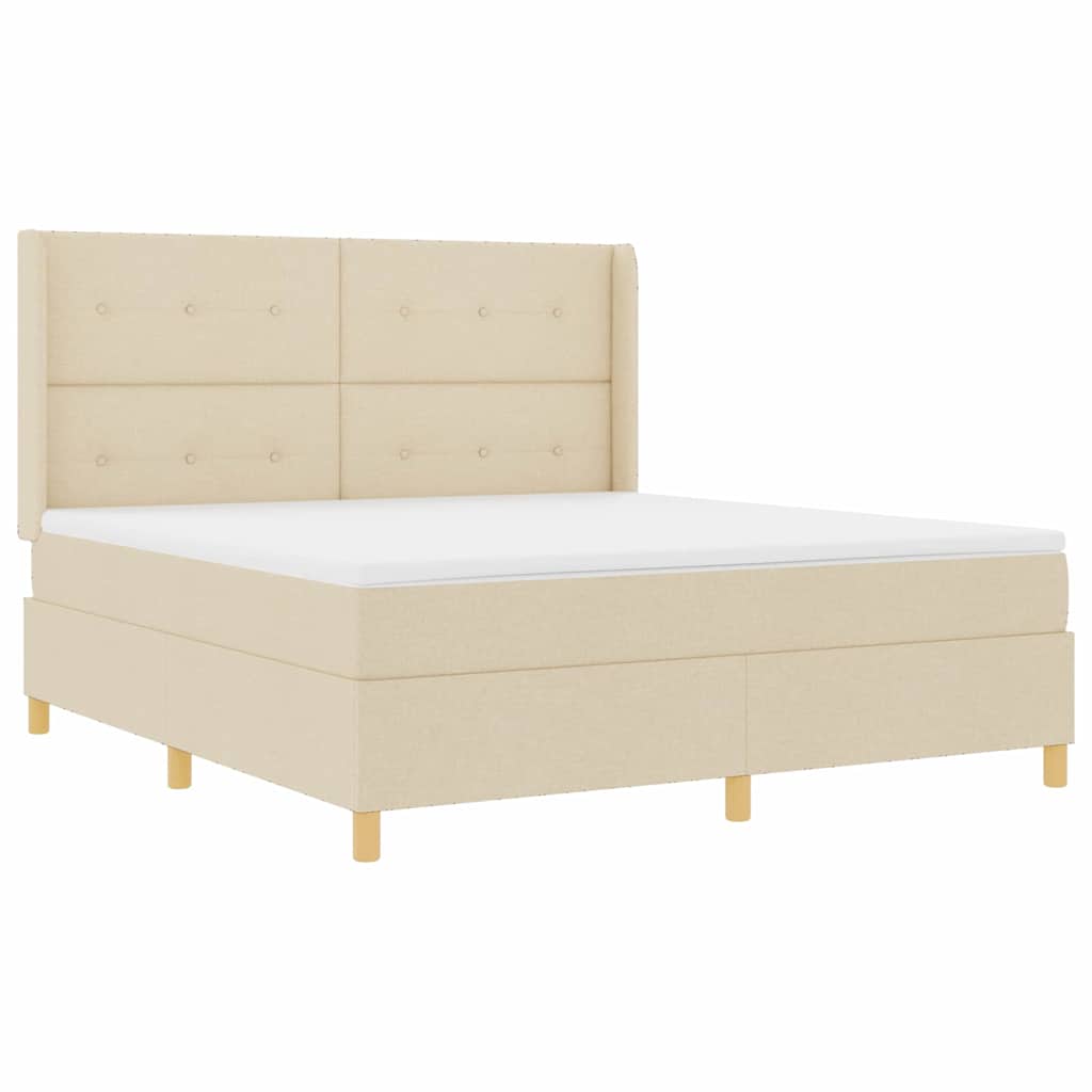 Boxspringbed met matras met hoofdeinde Crème 180 x 200 cm Stof is nu te koop bij PeponiXL, paradijselijk wonen!