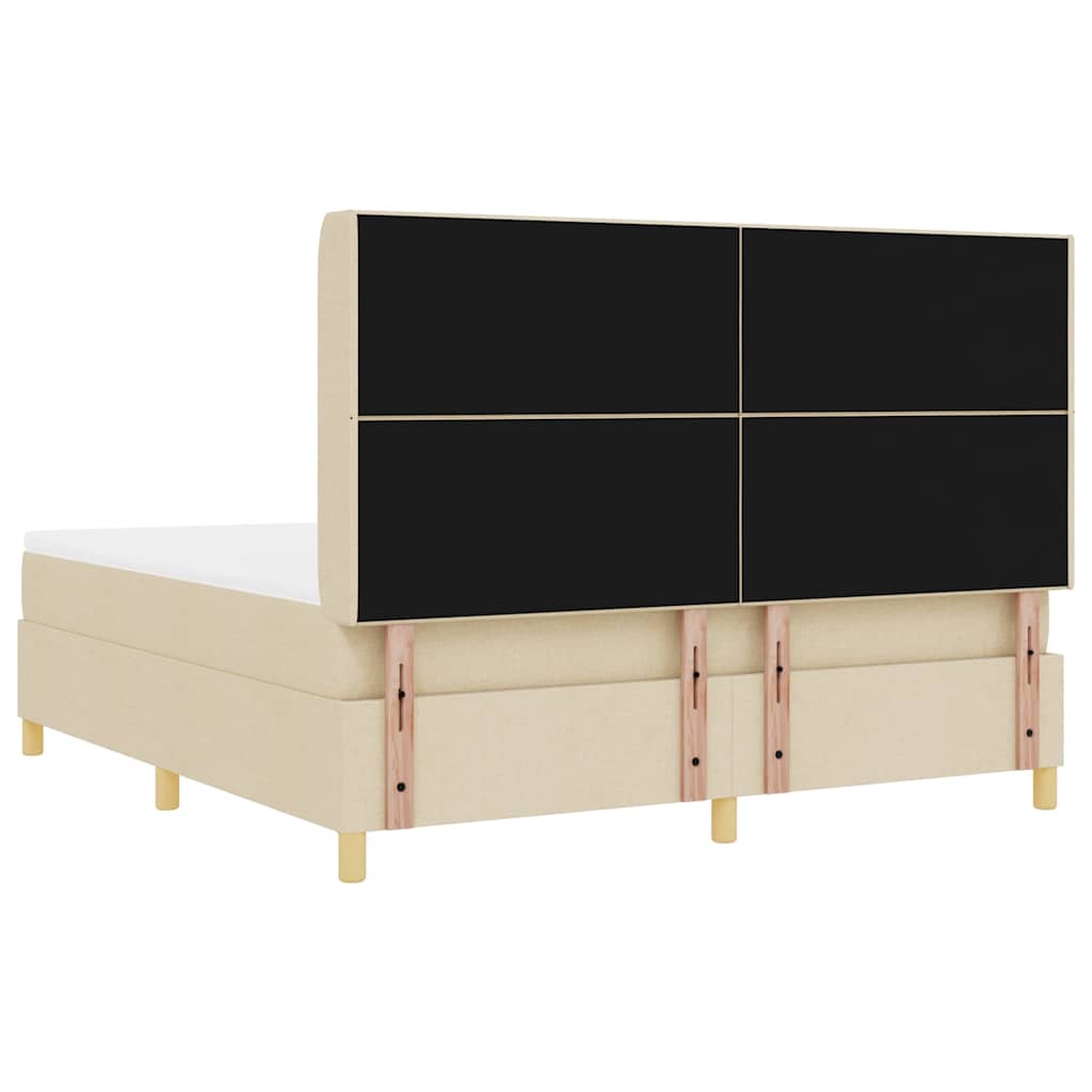 Boxspringbed met matras met hoofdeinde Crème 180 x 200 cm Stof is nu te koop bij PeponiXL, paradijselijk wonen!
