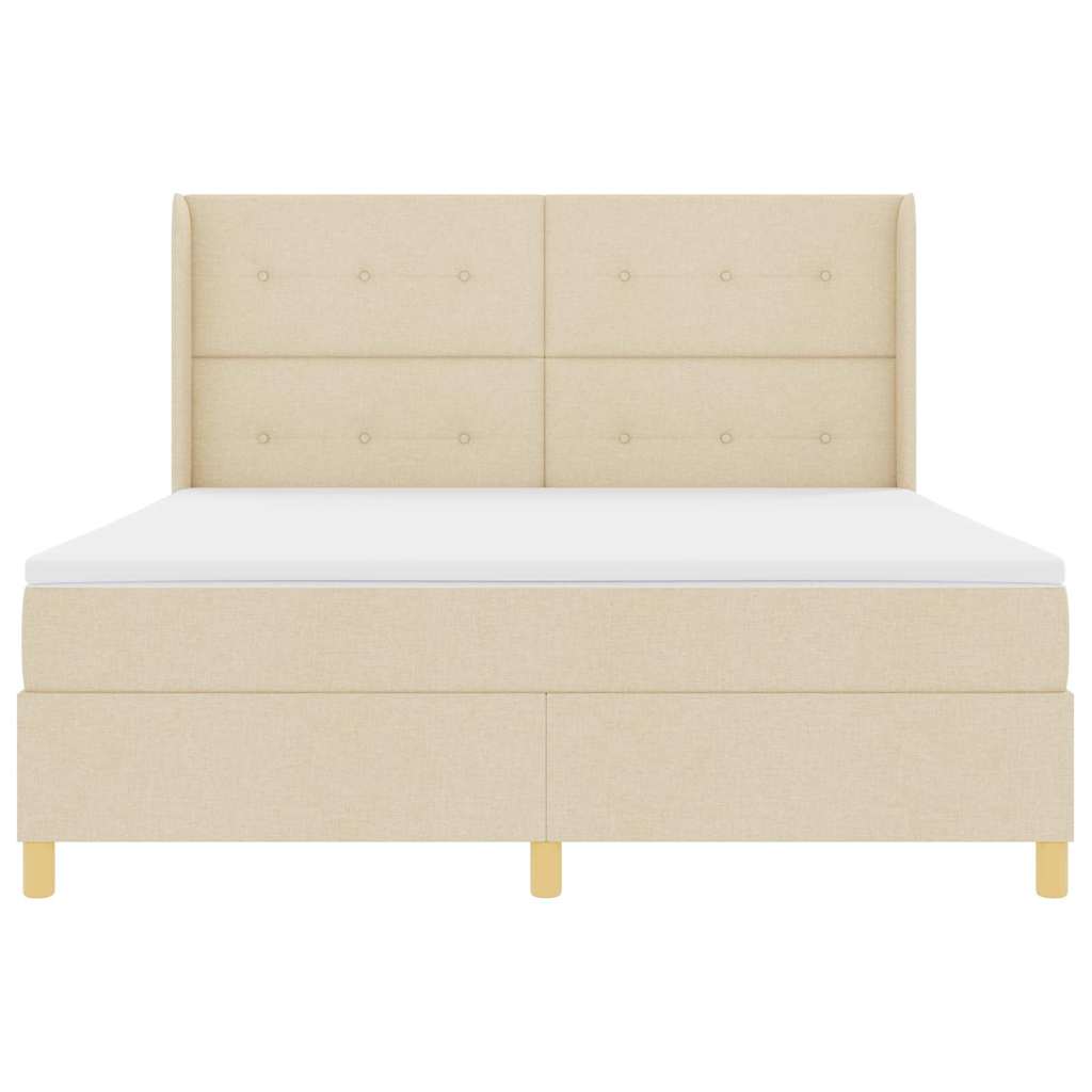 Boxspringbed met matras met hoofdeinde Crème 180 x 200 cm Stof is nu te koop bij PeponiXL, paradijselijk wonen!