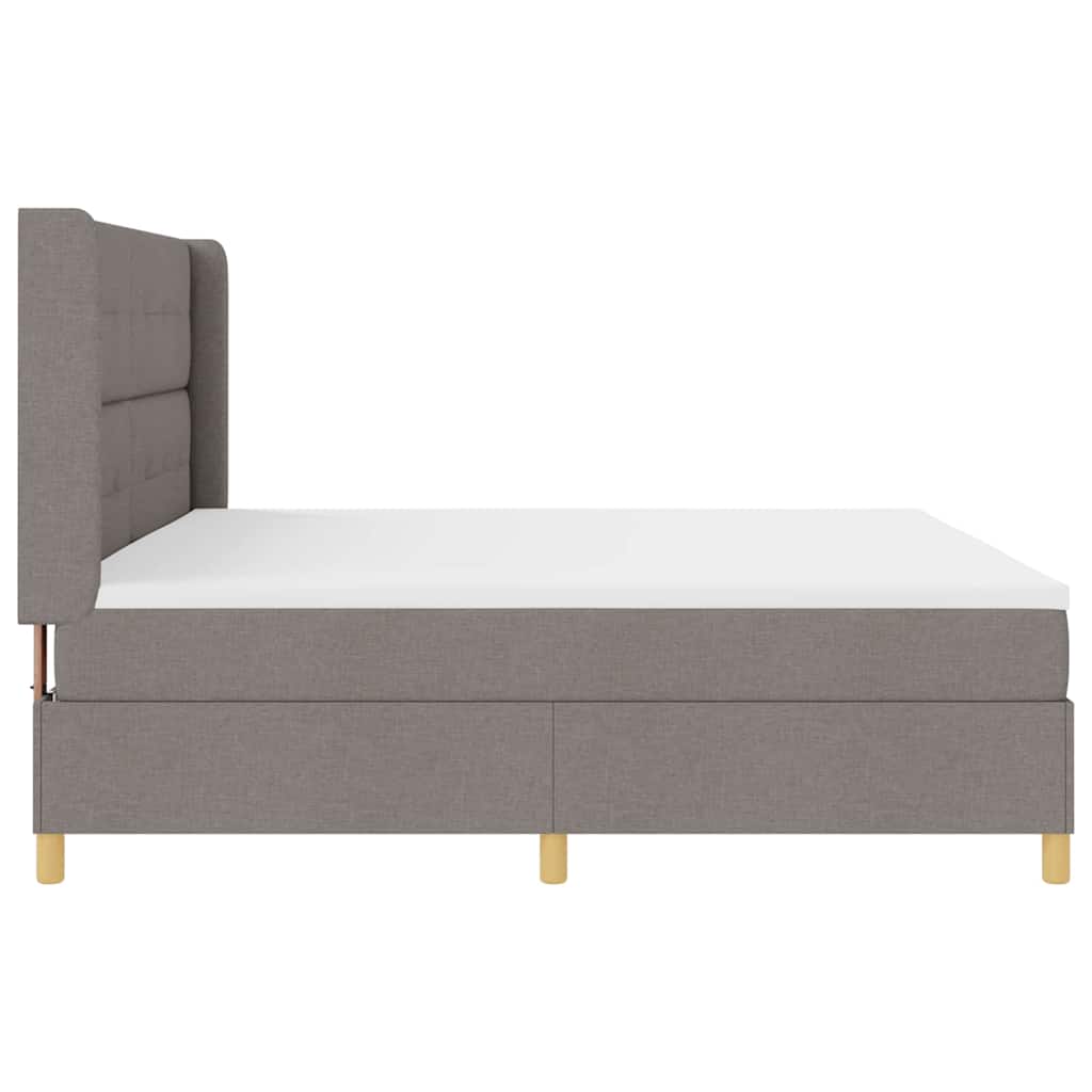 Boxspringbed met matras met hoofdeinde Taupe 200 x 200 cm Stof is nu te koop bij PeponiXL, paradijselijk wonen!