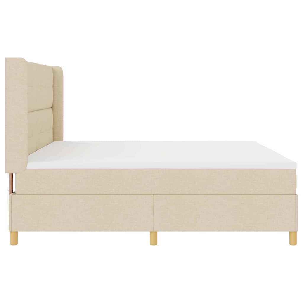 Boxspringbed met matras met hoofdeinde Crème 200 x 200 cm Stof is nu te koop bij PeponiXL, paradijselijk wonen!