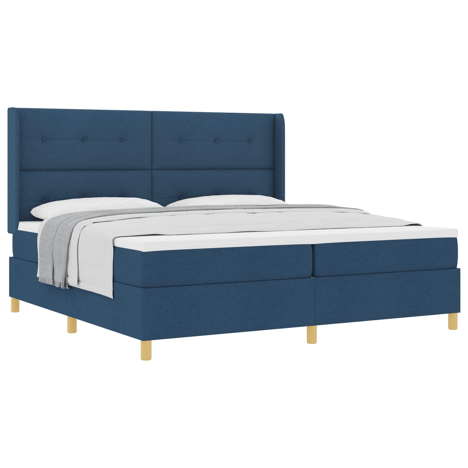 Boxspringbed met matras met hoofdeinde Blauw 200 x 200 cm Stof is nu te koop bij PeponiXL, paradijselijk wonen!