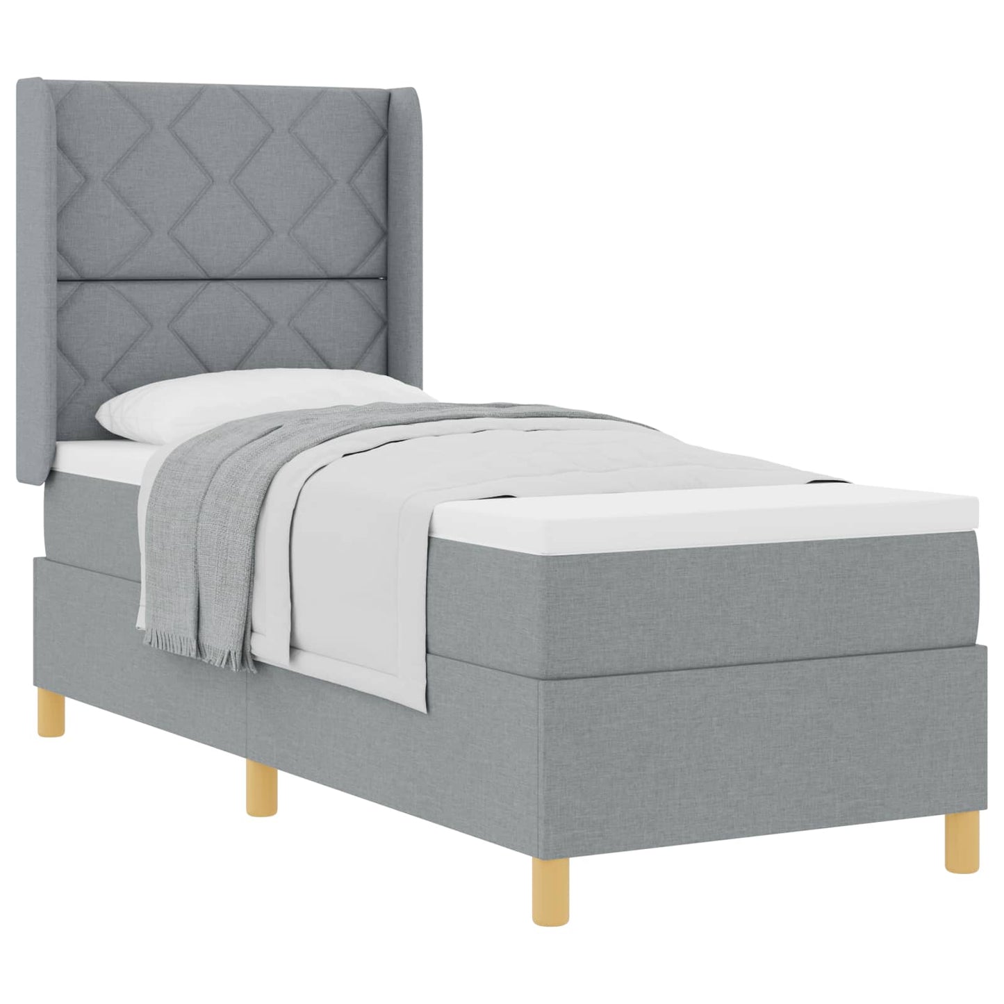 Boxspringbed met matras Lichtgrijs 80 x 200 cm Stof is nu te koop bij PeponiXL, paradijselijk wonen!