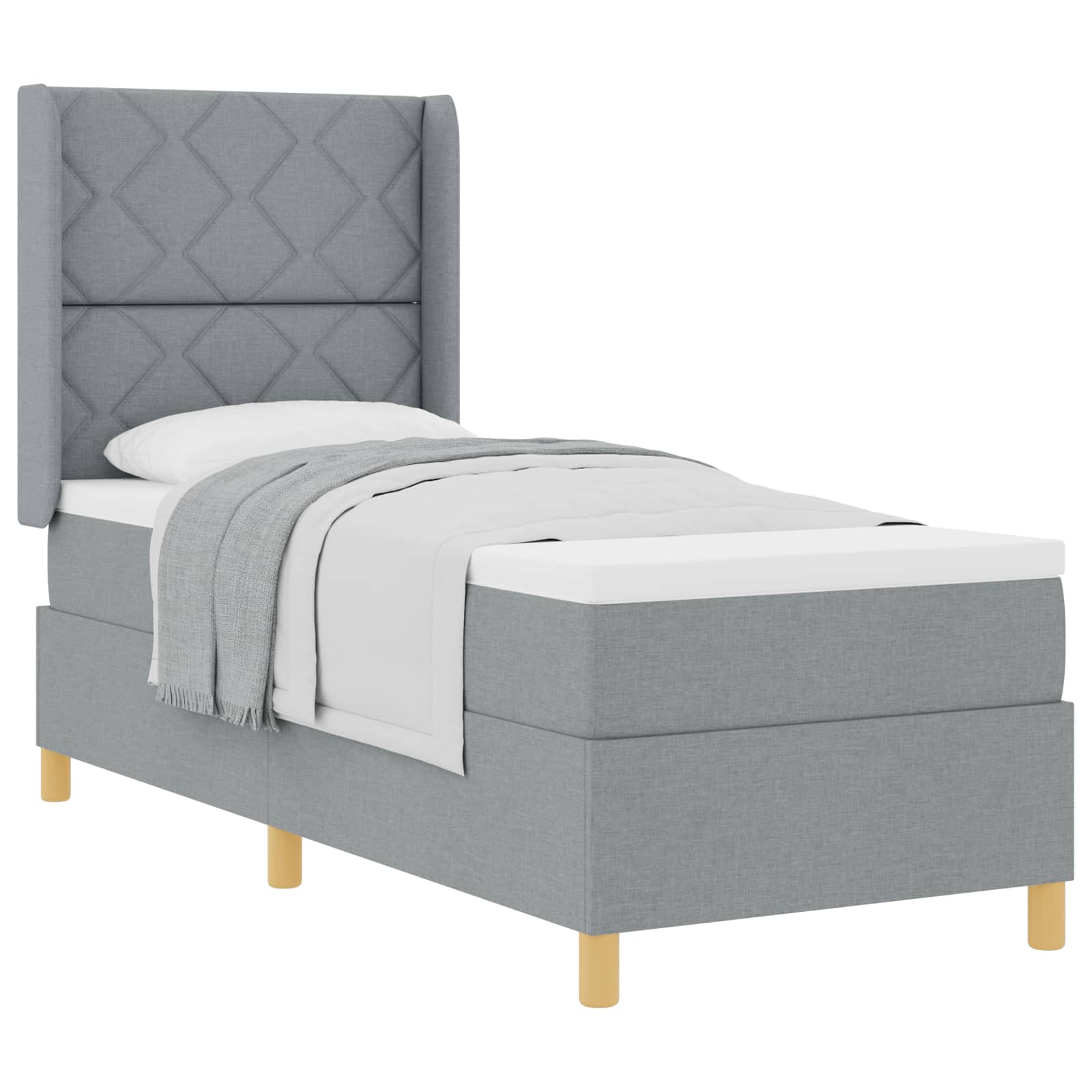 Boxspringbed met matras Lichtgrijs 80 x 200 cm Stof is nu te koop bij PeponiXL, paradijselijk wonen!