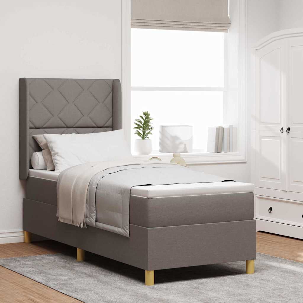 Boxspringbed met matras met hoofdeinde Taupe 80 x 200 cm Stof is nu te koop bij PeponiXL, paradijselijk wonen!