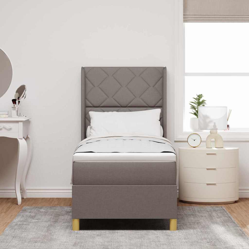 Boxspringbed met matras met hoofdeinde Taupe 80 x 200 cm Stof is nu te koop bij PeponiXL, paradijselijk wonen!