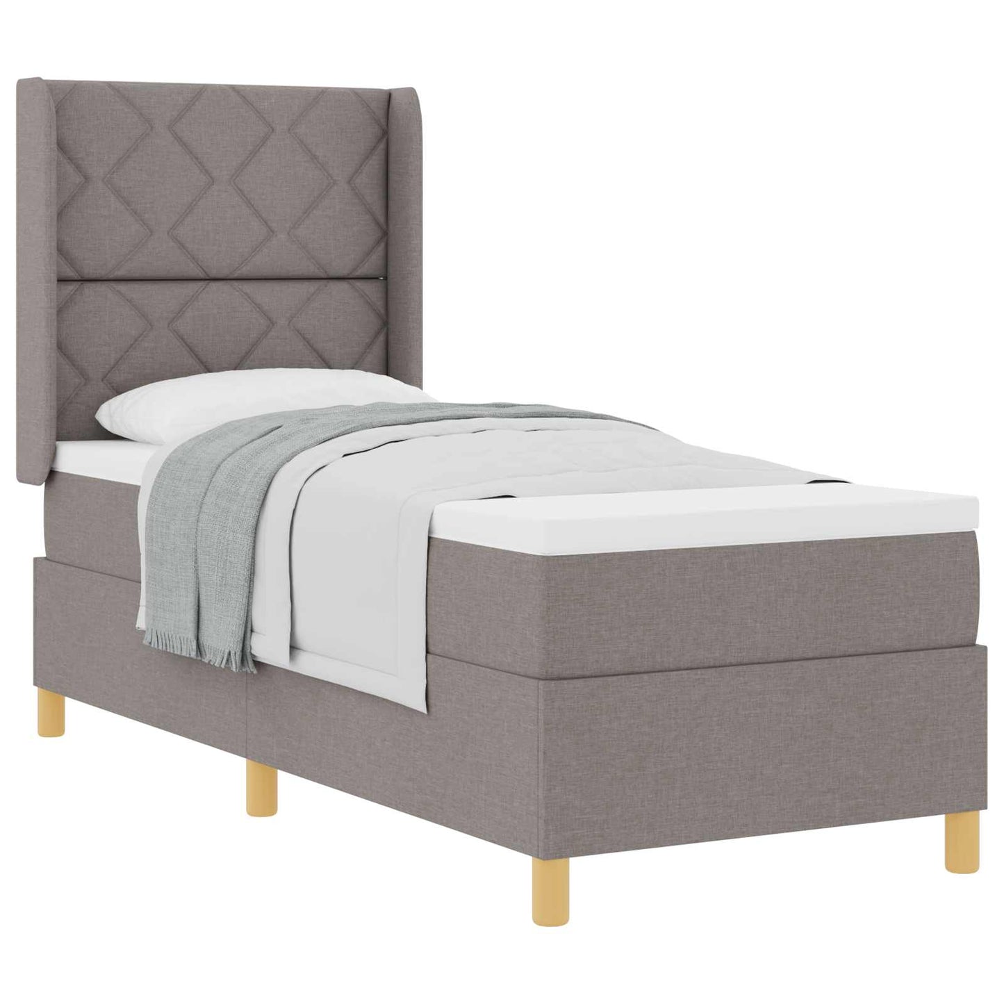 Boxspringbed met matras met hoofdeinde Taupe 80 x 200 cm Stof is nu te koop bij PeponiXL, paradijselijk wonen!