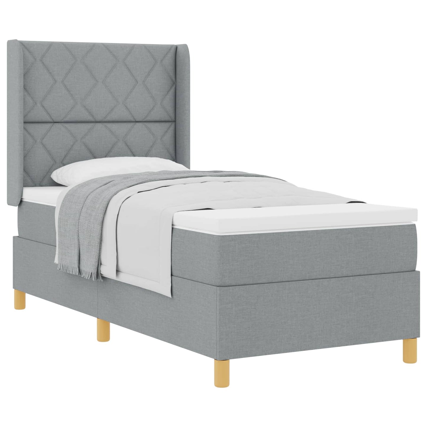 Boxspringbed met matras Lichtgrijs 100 x 200 cm Stof is nu te koop bij PeponiXL, paradijselijk wonen!