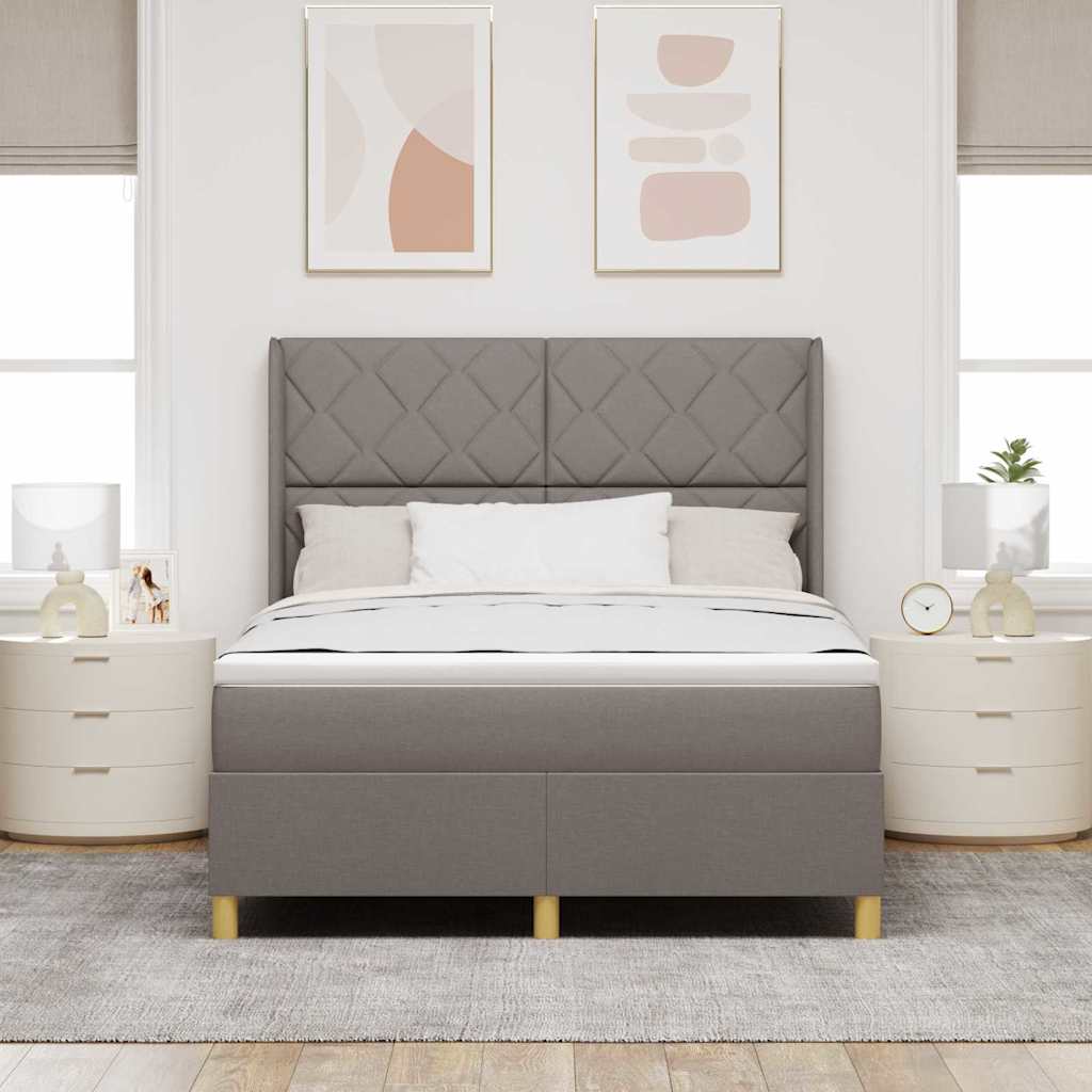 Boxspringbed met matras met hoofdeinde Taupe 160 x 200 cm Stof is nu te koop bij PeponiXL, paradijselijk wonen!