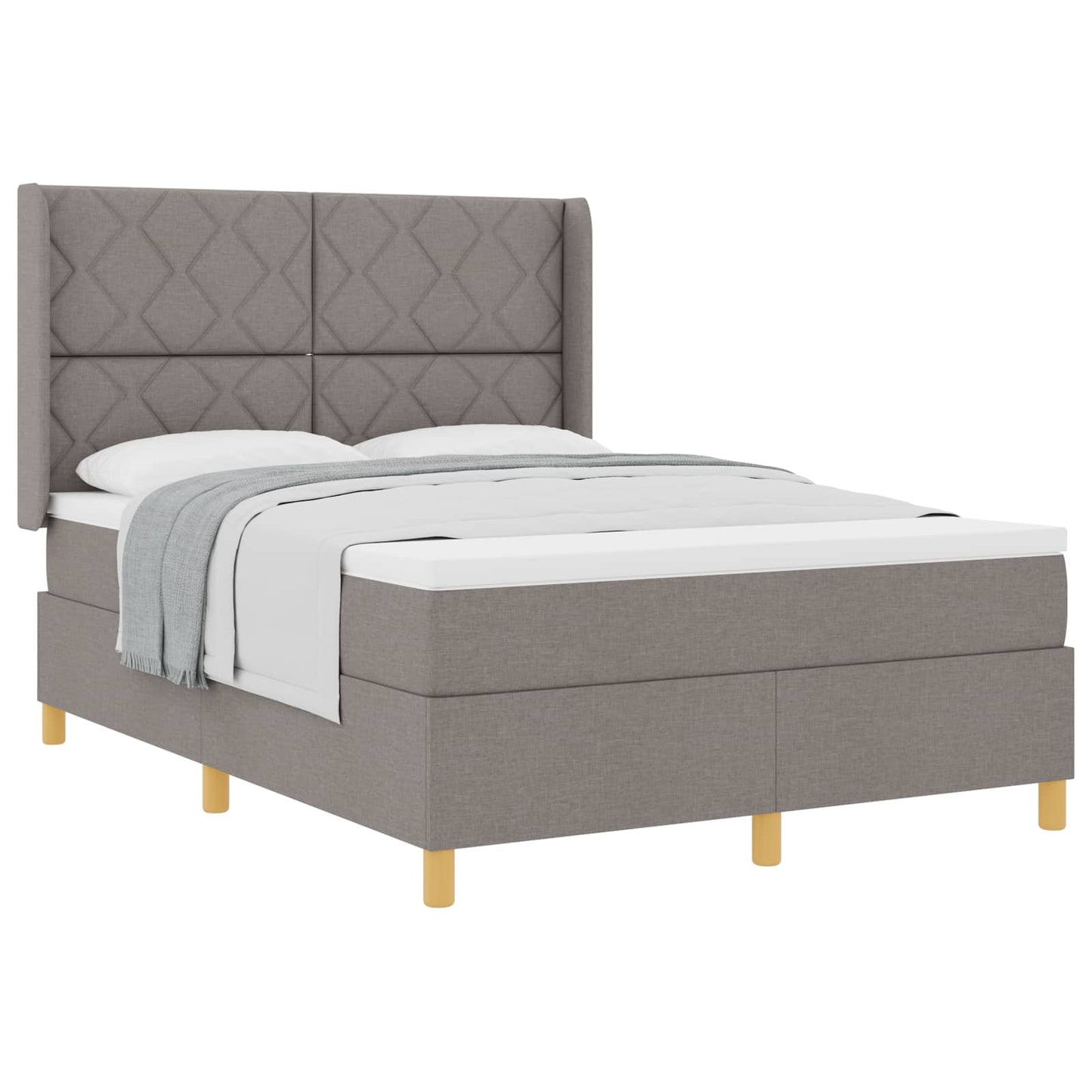 Boxspringbed met matras met hoofdeinde Taupe 160 x 200 cm Stof is nu te koop bij PeponiXL, paradijselijk wonen!