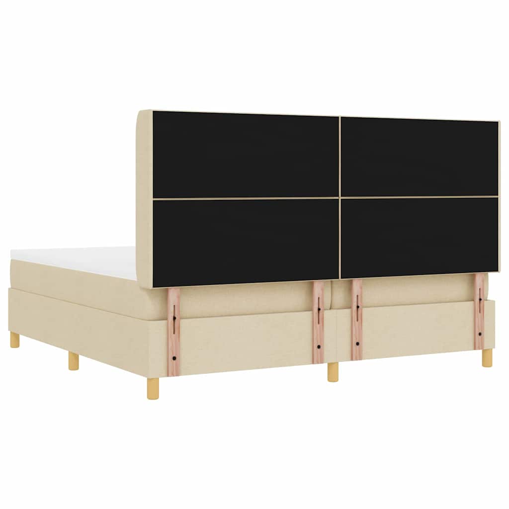Boxspringbed met matras met hoofdeinde Crème 200 x 200 cm Stof is nu te koop bij PeponiXL, paradijselijk wonen!