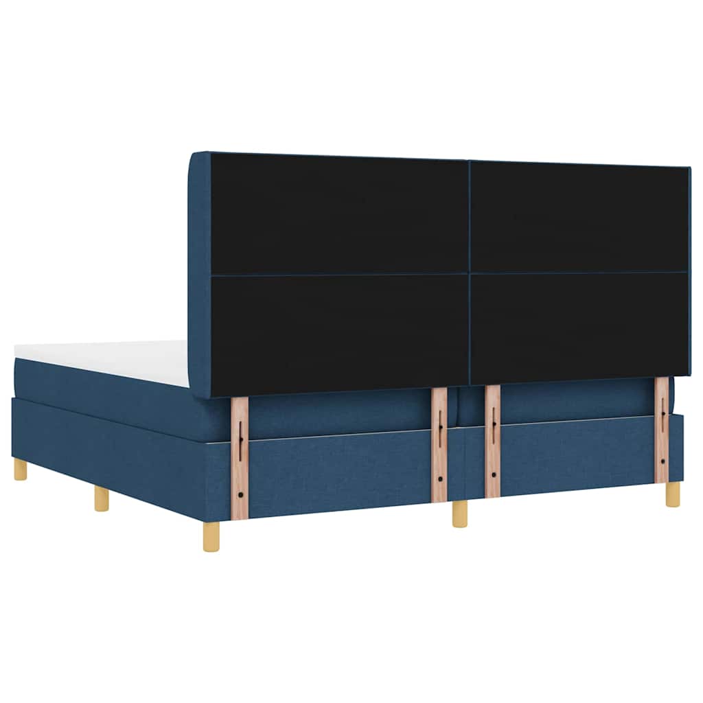 Boxspringbed met matras met hoofdeinde Blauw 200 x 200 cm Stof is nu te koop bij PeponiXL, paradijselijk wonen!