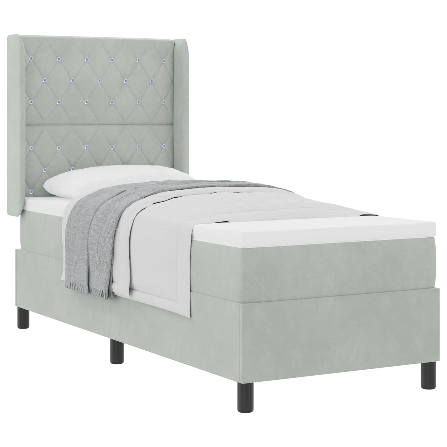 Boxspringbed met matras Lichtgrijs 80 x 200 cm Fluweel is nu te koop bij PeponiXL, paradijselijk wonen!