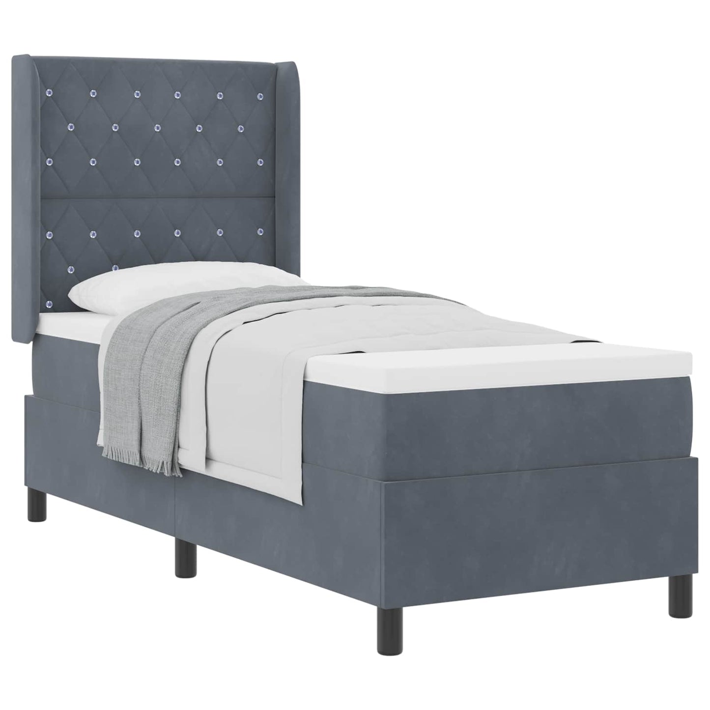 Boxspringbed met matras Donkergrijs 80 x 200 cm Fluweel is nu te koop bij PeponiXL, paradijselijk wonen!