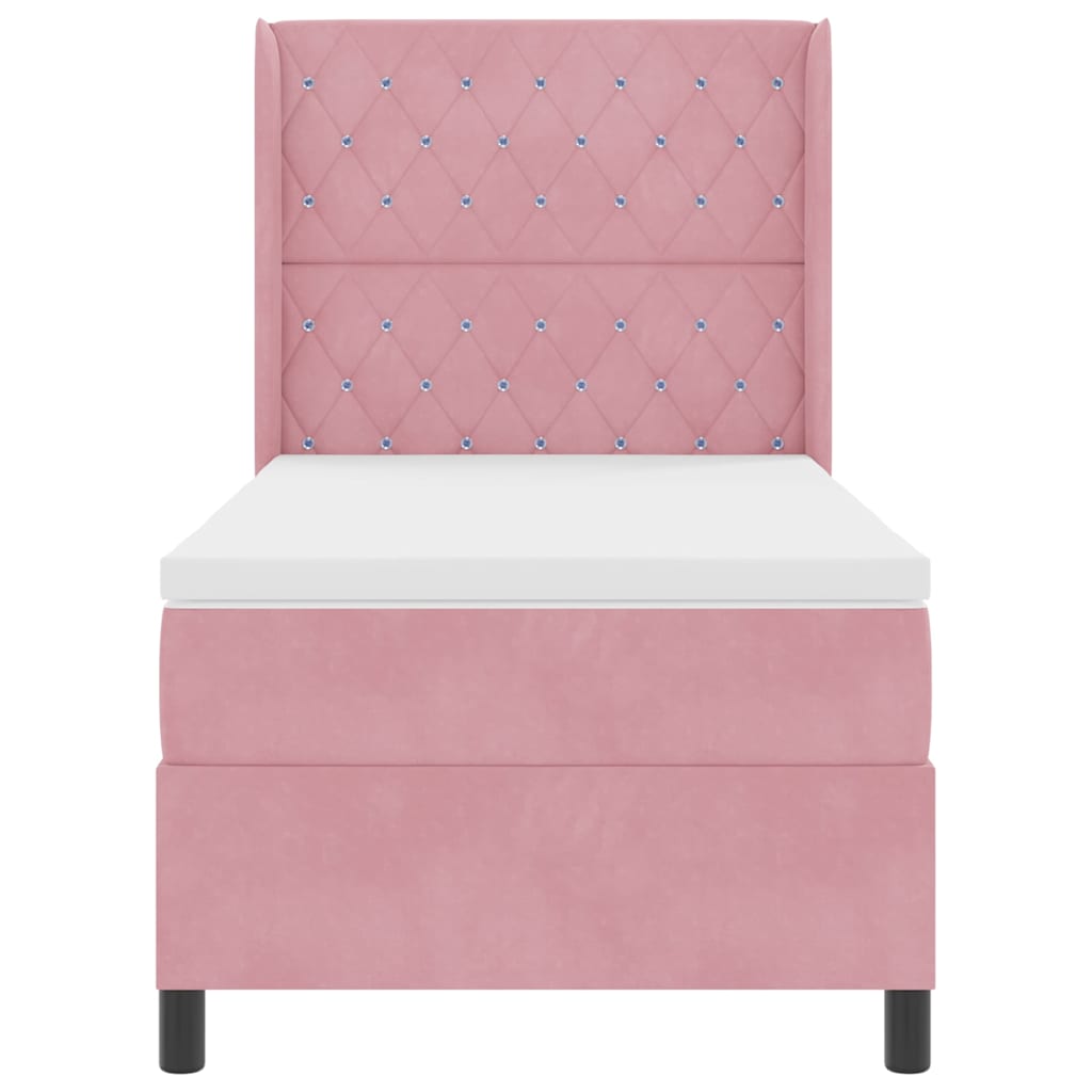 Boxspringbed met matras met hoofdeinde Roze 90 x 190 cm Fluweel