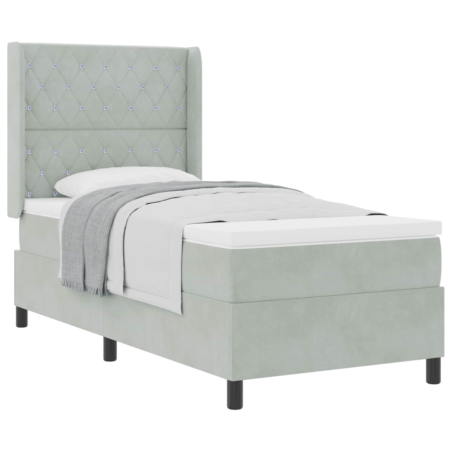 Boxspringbed met matras Lichtgrijs 100 x 200 cm Fluweel is nu te koop bij PeponiXL, paradijselijk wonen!