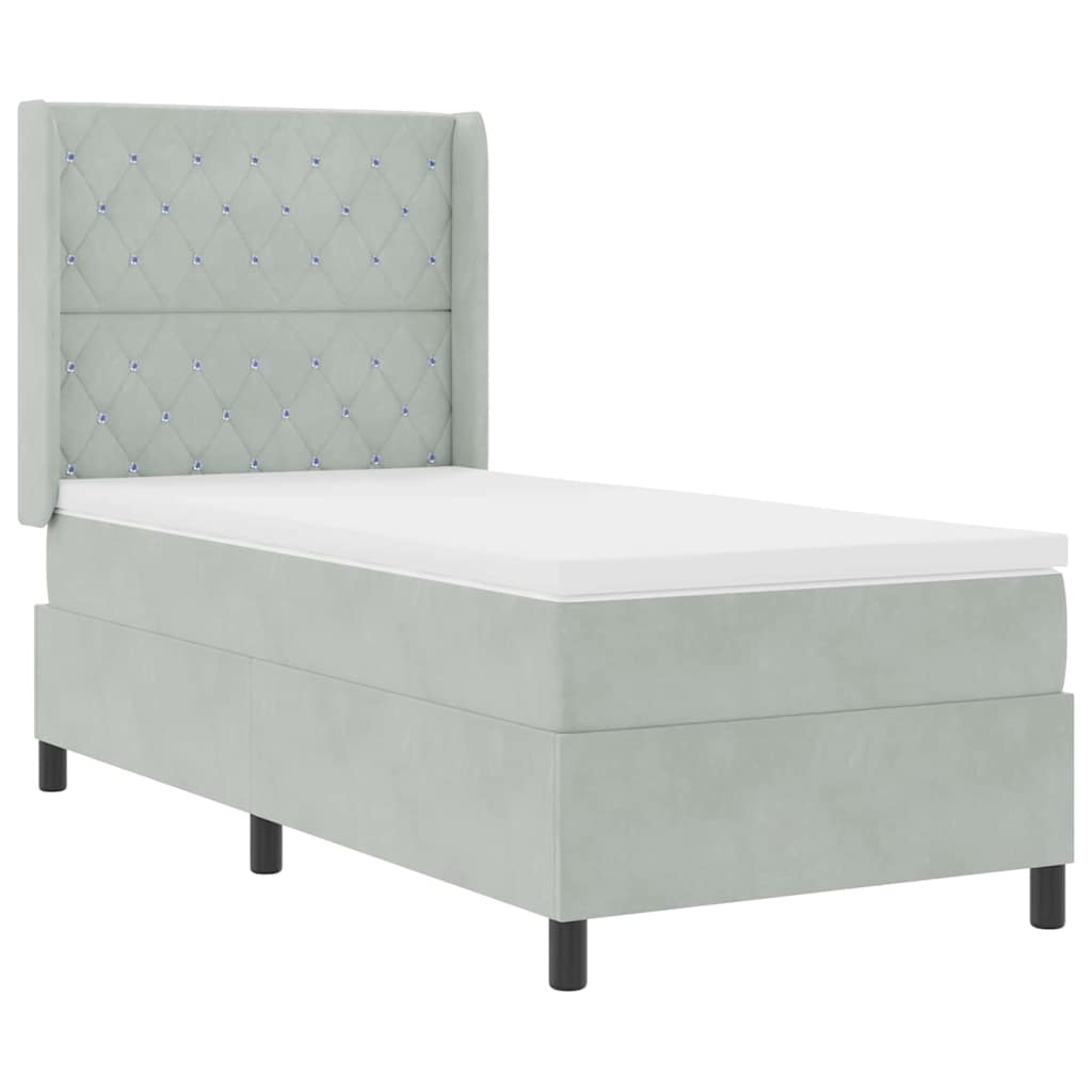 Boxspringbed met matras Lichtgrijs 100 x 200 cm Fluweel is nu te koop bij PeponiXL, paradijselijk wonen!