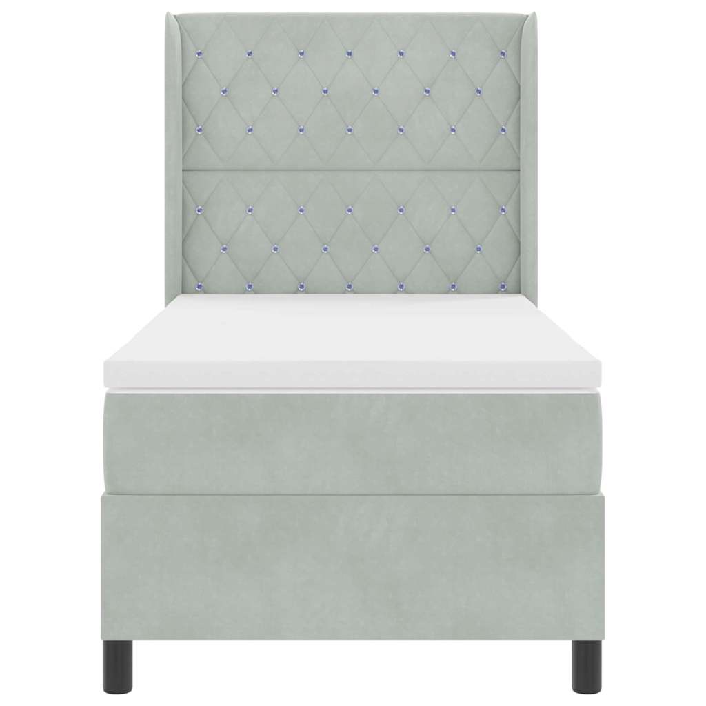Boxspringbed met matras Lichtgrijs 100 x 200 cm Fluweel is nu te koop bij PeponiXL, paradijselijk wonen!