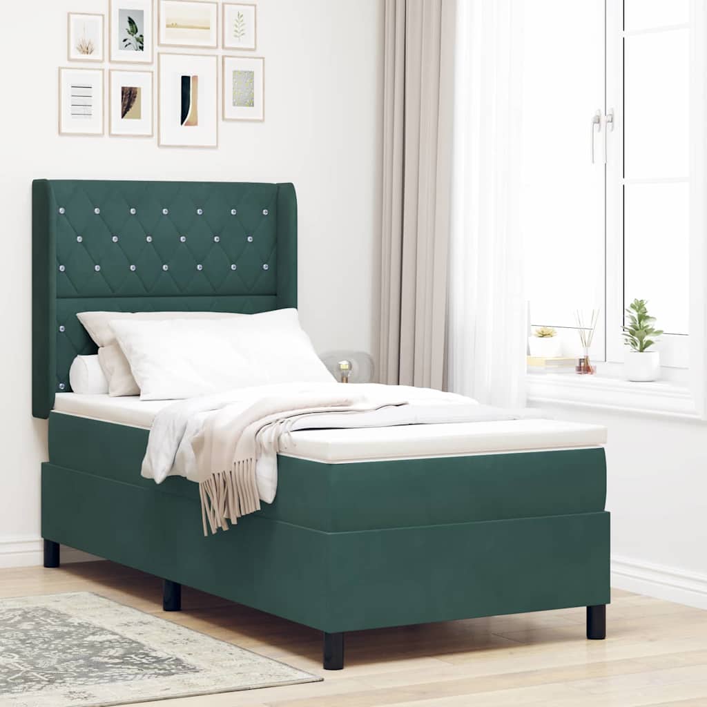 Boxspringbed met matras Donkergroen 100 x 200 cm Fluweel