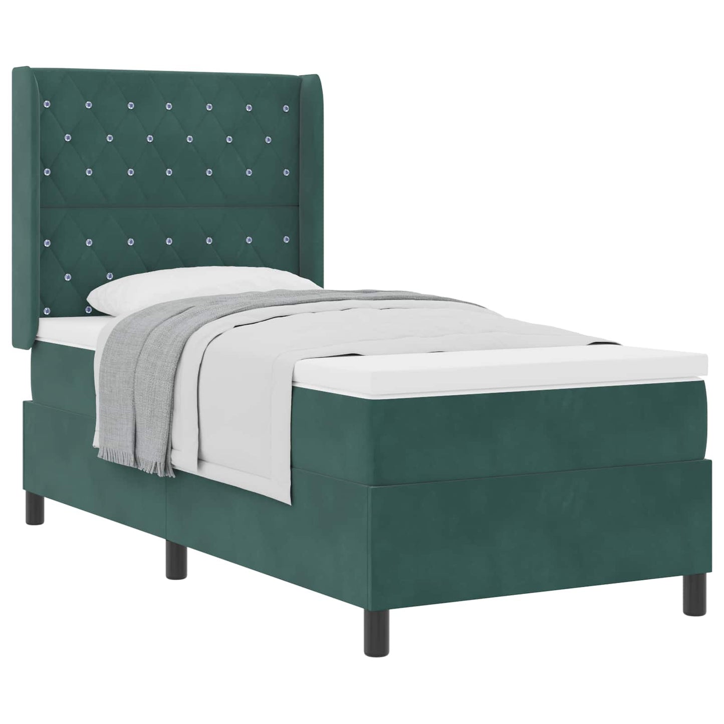 Boxspringbed met matras Donkergroen 100 x 200 cm Fluweel
