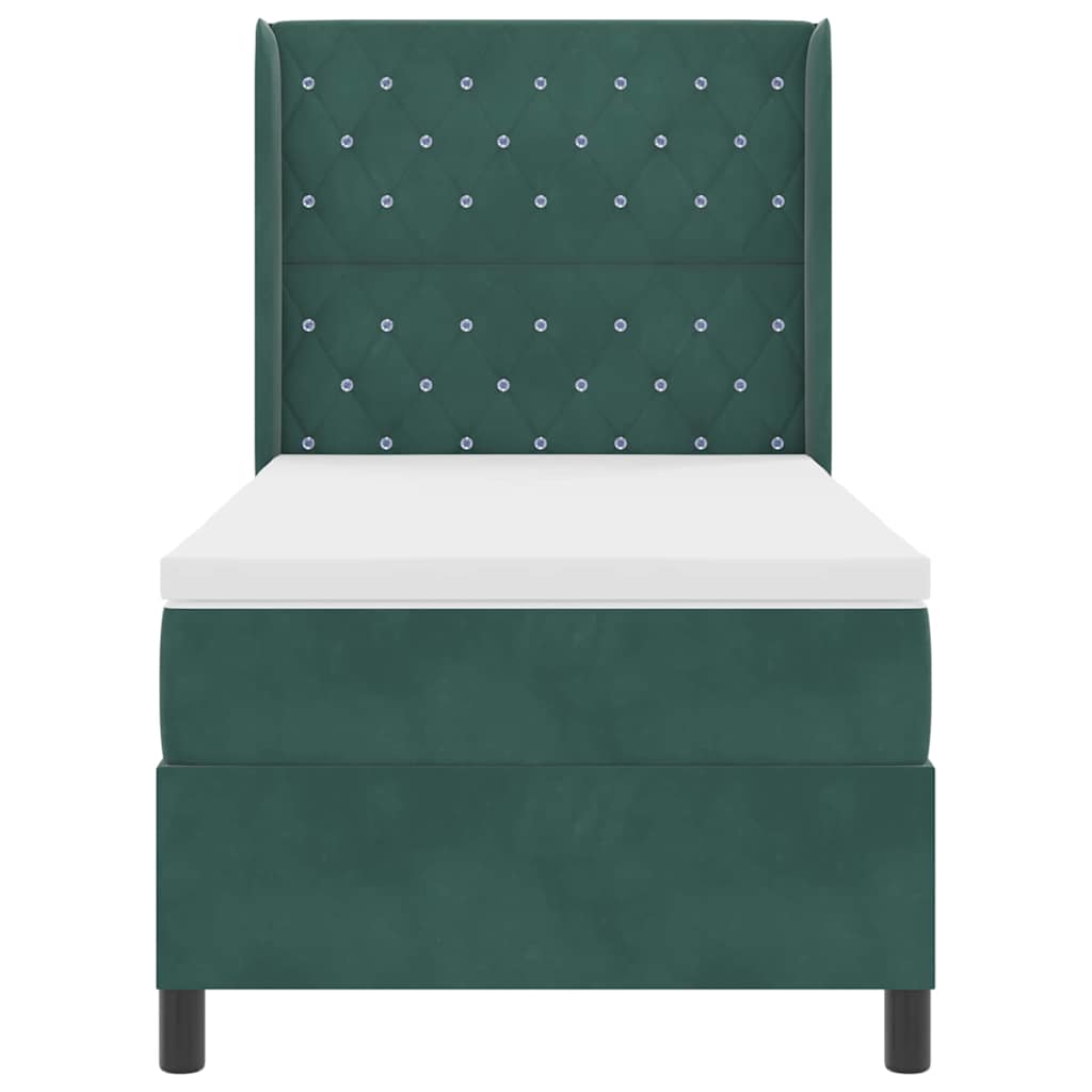 Boxspringbed met matras Donkergroen 100 x 200 cm Fluweel