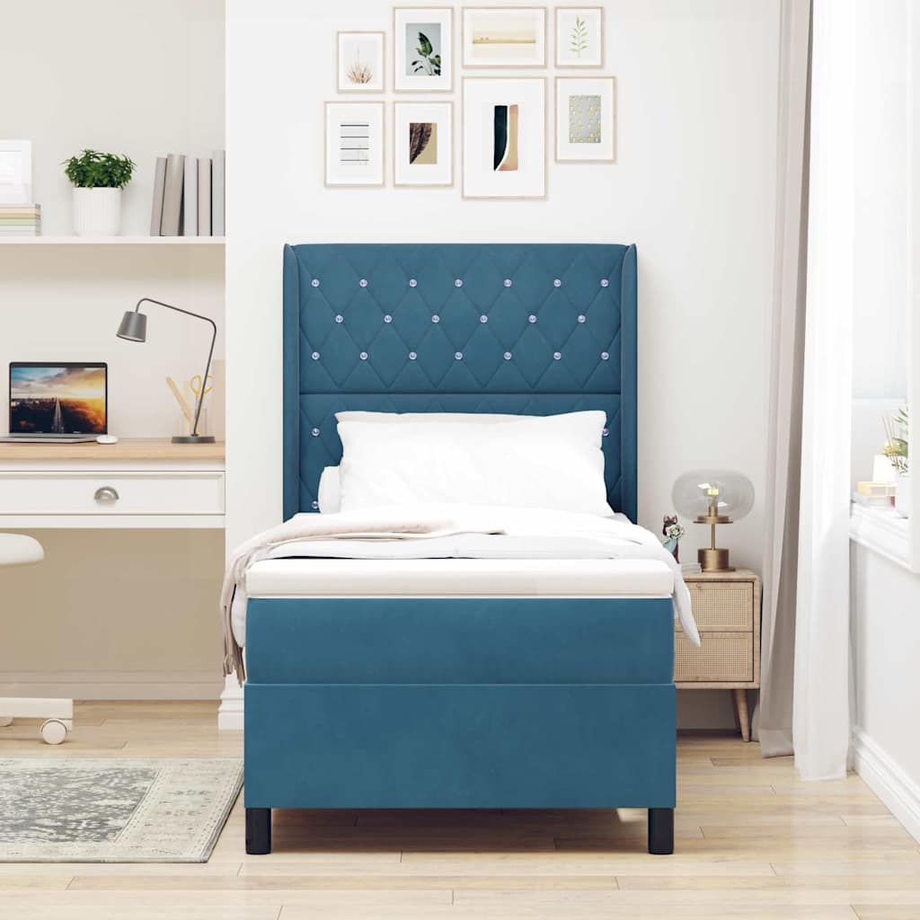 Boxspringbed met matras Blauw 100 x 200 cm Fluweel