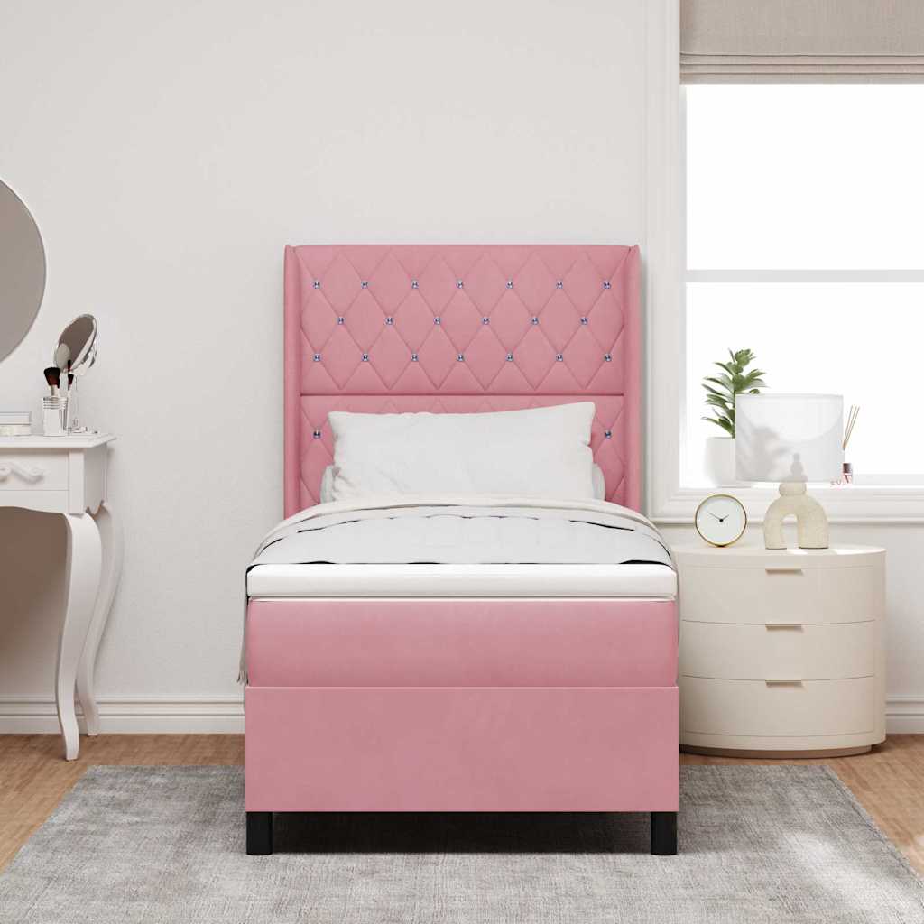 Boxspringbed met matras Roze 100 x 200 cm Fluweel is nu te koop bij PeponiXL, paradijselijk wonen!
