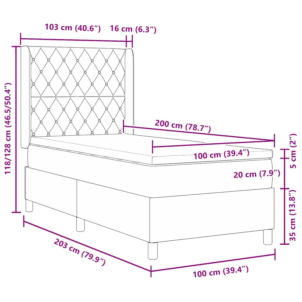 Boxspringbed met matras Roze 100 x 200 cm Fluweel is nu te koop bij PeponiXL, paradijselijk wonen!