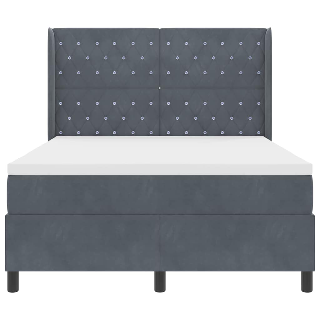 Boxspringbed met matras Donkergrijs 140 x 190 cm Fluweel