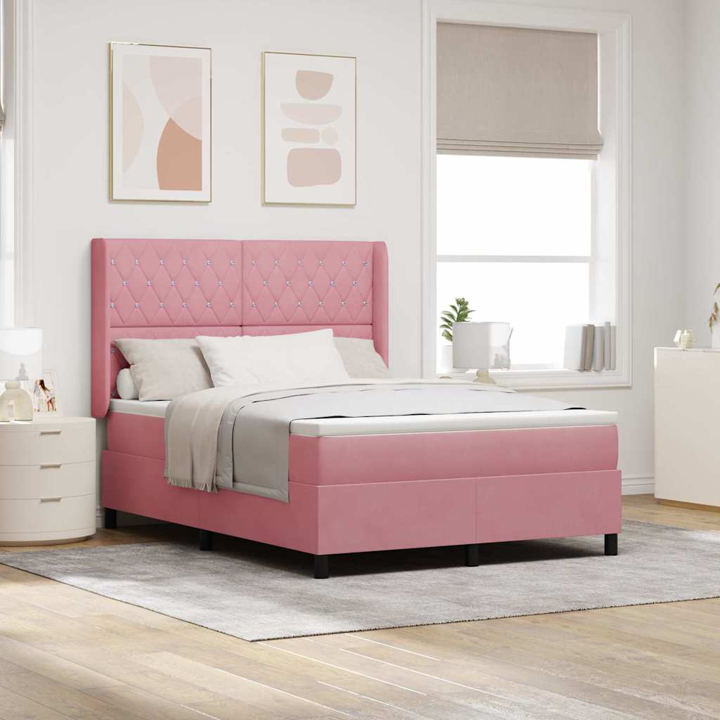 Boxspringbed met matras Roze 140 x 200 cm Fluweel is nu te koop bij PeponiXL, paradijselijk wonen!