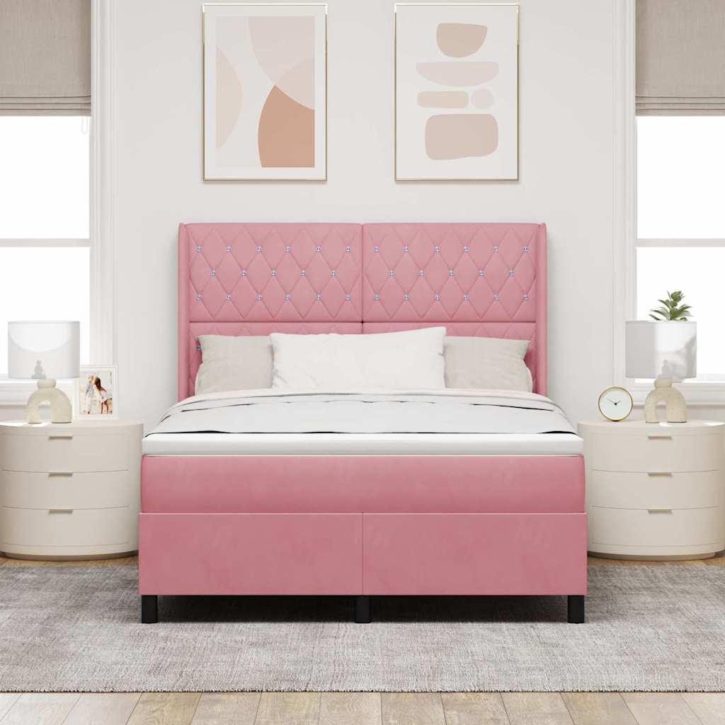Boxspringbed met matras Roze 140 x 200 cm Fluweel is nu te koop bij PeponiXL, paradijselijk wonen!